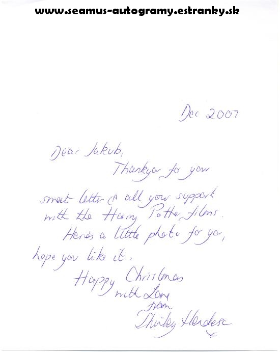 Shirley Henderson Letter